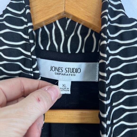 Jones Studio Textured Geometric Pattern Open Front Jacket Cardigan Size XL - Picture 7 of 10
